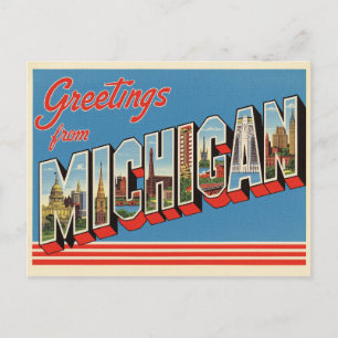 Vintage "Hälsning från Michigan" Vykort