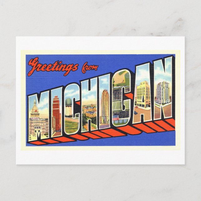 Vintage Hälsning från Michigan Vykort (Framsida)