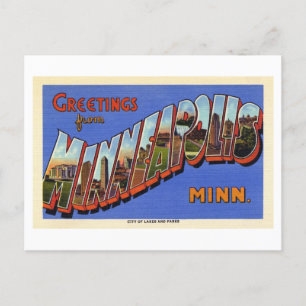 Vintage Hälsning från Minneapolis, Minnesota Vykort