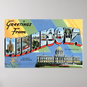 Vintage Hälsning från Minnesota Travel Poster