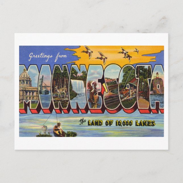 Vintage Hälsning från Minnesota Vykort (Framsida)