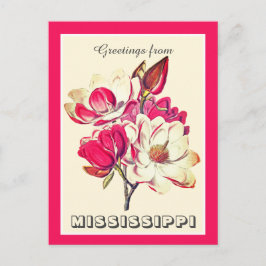 Vintage Hälsning från Mississippi Magnolia Vykort