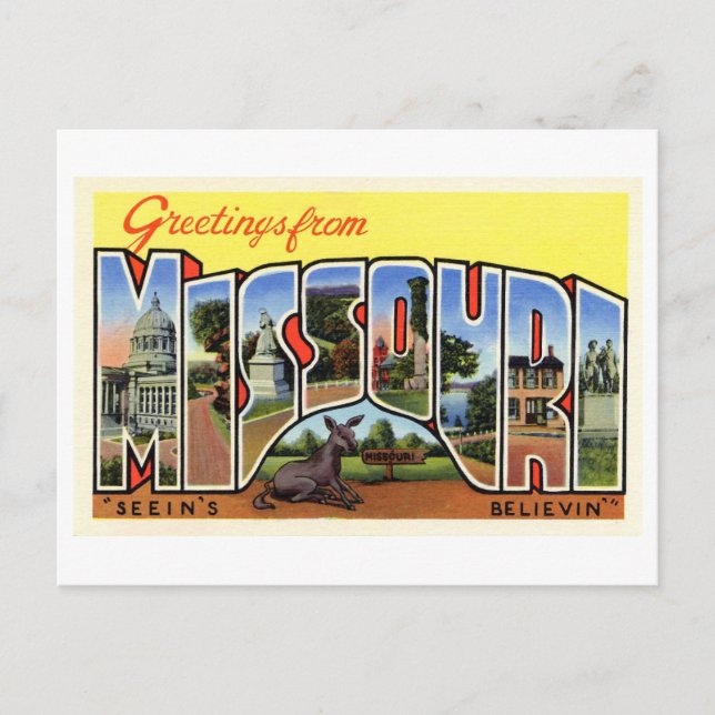 Vintage Hälsning från Missouri Vykort (Framsida)