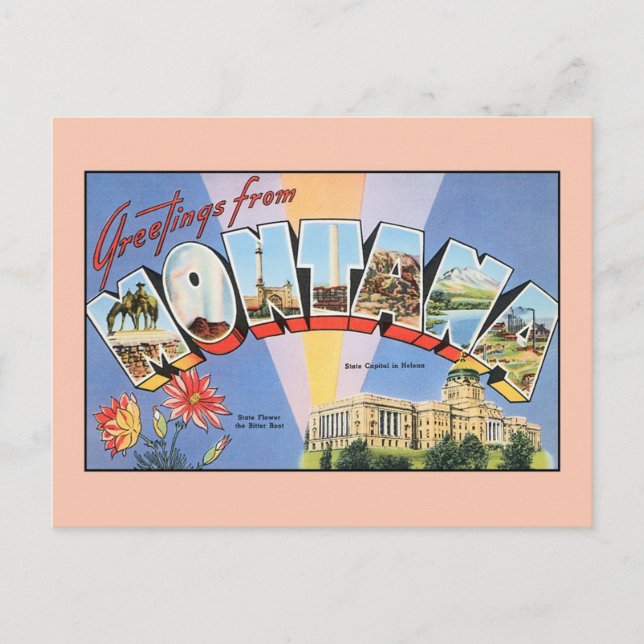 Vintage hälsning från Montana Vykort (Framsida)