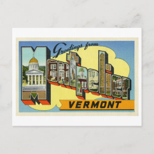 Vintage Hälsning från Montpelier, Vermont Vykort