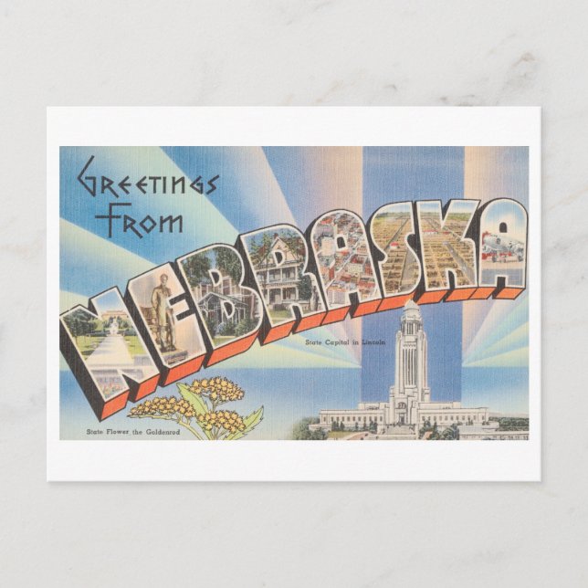 Vintage Hälsning från Nebraska Vykort (Framsida)