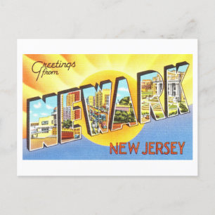 Vintage Hälsning från Newark, New jersey Vykort