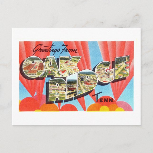 Vintage Hälsning från Oak Ridge, Tennessee Vykort (Framsida)