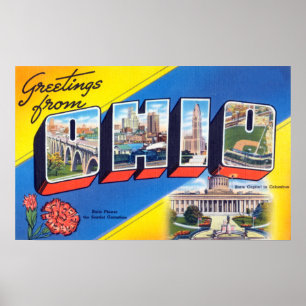 Vintage Hälsning från Ohio Travel Poster