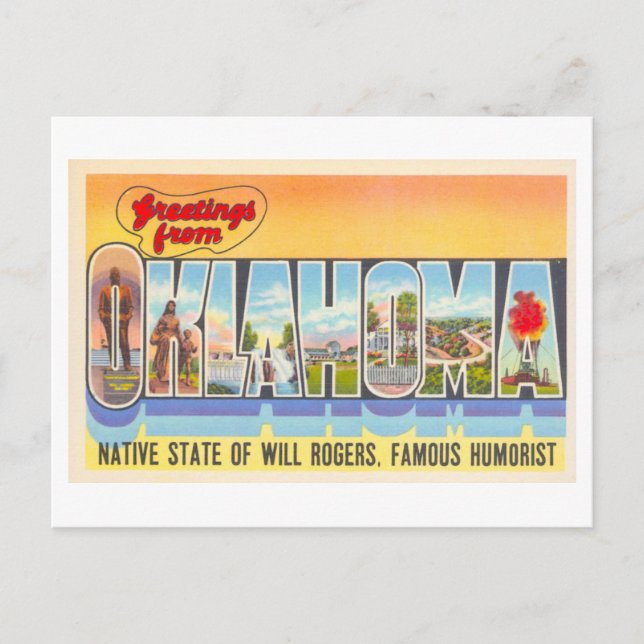 Vintage Hälsning från Oklahoma Vykort (Framsida)