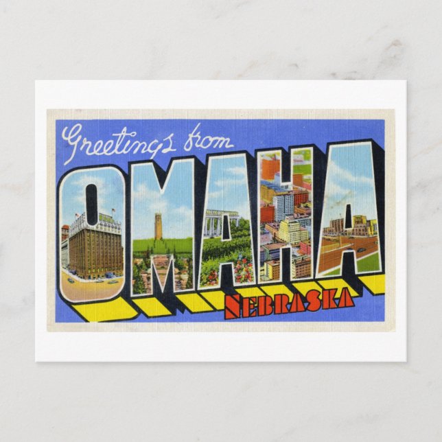 Vintage Hälsning från Omaha, Nebraska Vykort (Framsida)