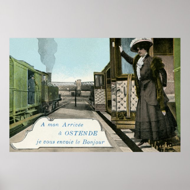 Vintage hälsning från Oostende Poster (Framsidan)