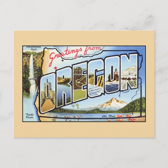 Vintage hälsning från Oregon Vykort (Framsida)
