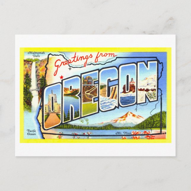 Vintage Hälsning från Oregon Vykort (Framsida)