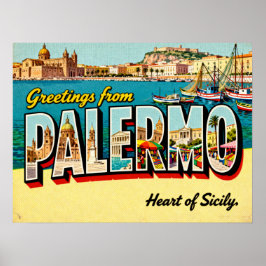 Vintage Hälsning från Palermo Poster