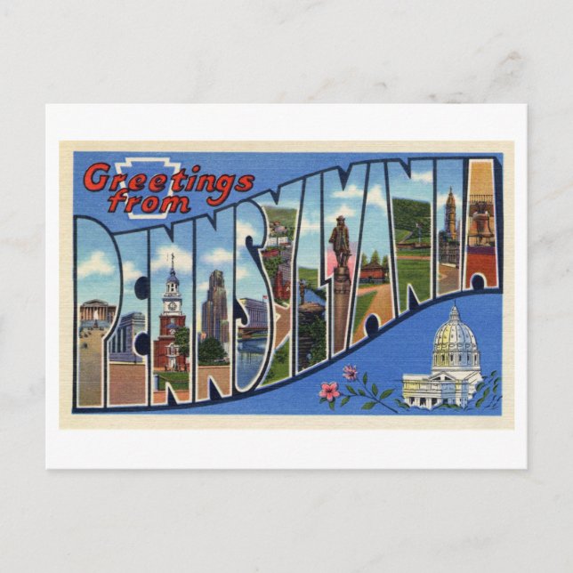 Vintage Hälsning från Pennsylvania Vykort (Framsida)