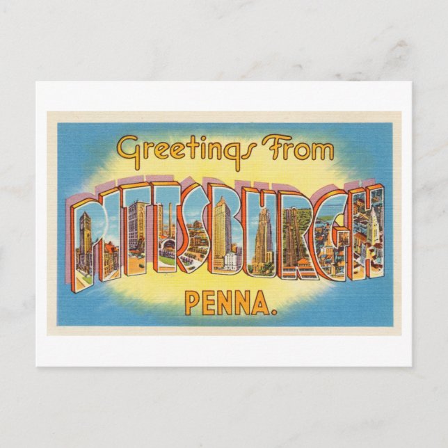 Vintage Hälsning från Pittsburgh, Pennsylvania Vykort (Framsida)