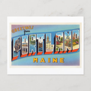 Vintage Hälsning från Portland, Maine Vykort