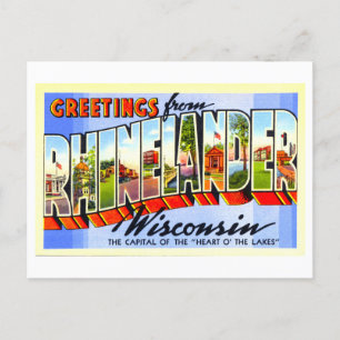 Vintage Hälsning från Rhinelander, Wisconsin Vykort