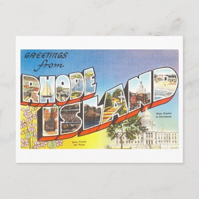 Vintage Hälsning från Rhode island Vykort (Framsida)