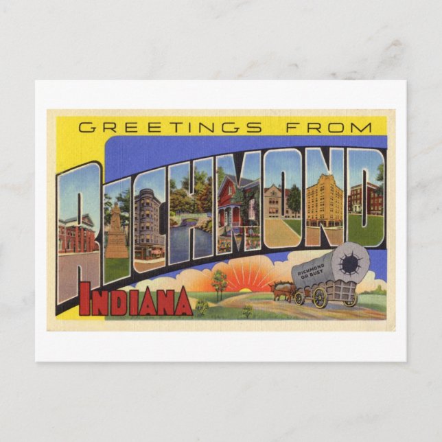 Vintage Hälsning från Richmond, Indiana Vykort (Framsida)