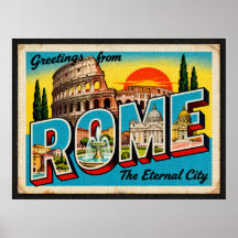 Vintage Hälsning från Rom Poster