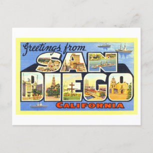 Vintage Hälsning från San Diego, Kalifornien Vykort