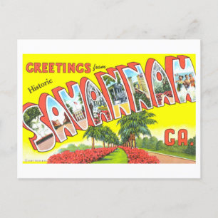 Vintage Hälsning från Savannah, Georgien, Vykort