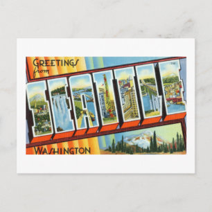 Vintage Hälsning från Seattle Washington Travel P Vykort
