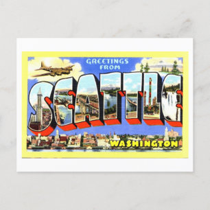 Vintage Hälsning från Seattle, Washington Vykort