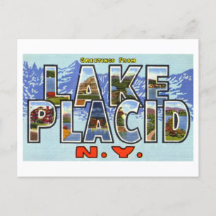 Vintage Hälsning från Sjö Placid, New York Vykort