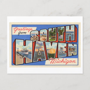 Vintage Hälsning från South Haven, Michigan Vykort