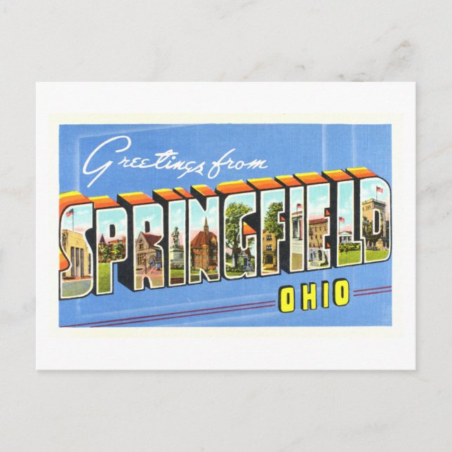 Vintage Hälsning från Springfield, Ohio, Vykort (Framsida)