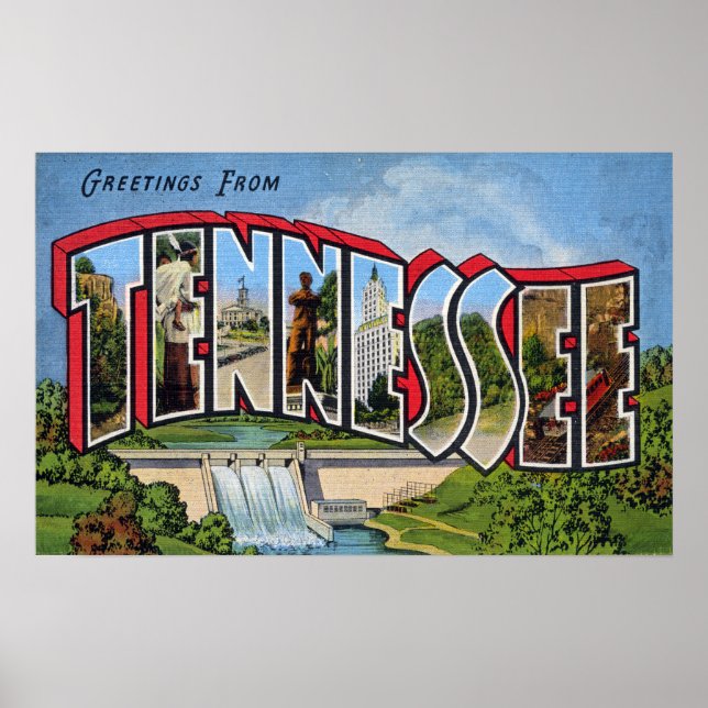 Vintage Hälsning från Tennessee Poster (Framsidan)