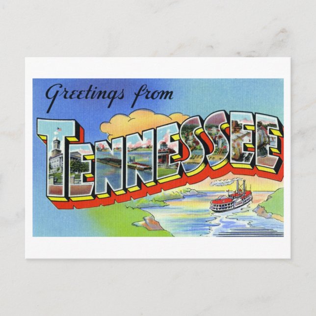 Vintage Hälsning från Tennessee Vykort (Framsida)
