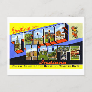 Vintage Hälsning från Terre Haute, Indiana Vykort
