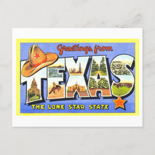 Vintage Hälsning från Texas, Lone Star State Vykort