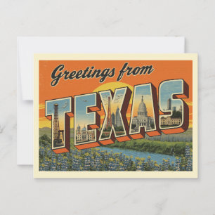 Vintage "Hälsning från Texas" Vykort