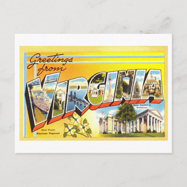 Vintage Hälsning från Virginia Vykort (Framsida)