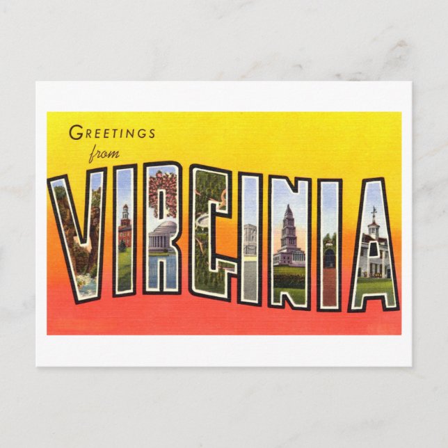 Vintage Hälsning från Virginia Vykort (Framsida)