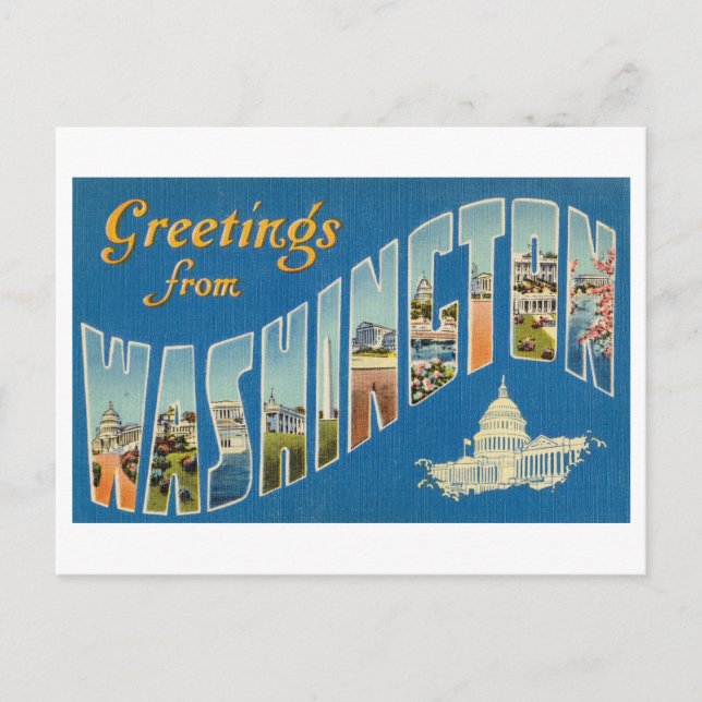 Vintage Hälsning från Washington DC Vykort (Framsida)