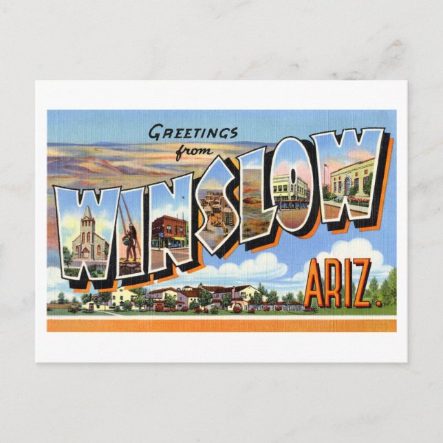 Vintage Hälsning från Winslow, Arizona Vykort (Framsida)
