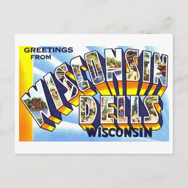 Vintage Hälsning från Wisconsin Dell Vykort (Framsida)