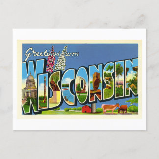 Vintage Hälsning från Wisconsin Vykort