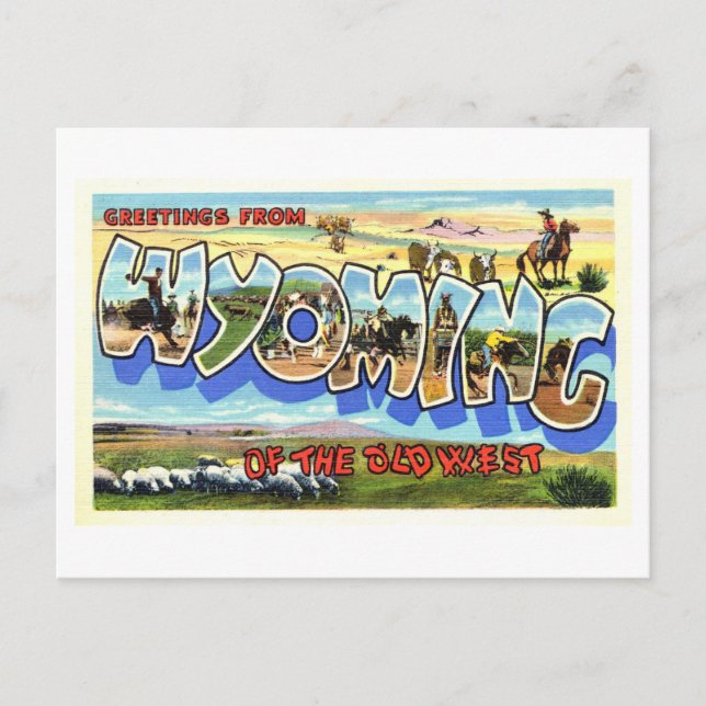 Vintage Hälsning från Wyoming Vykort (Framsida)