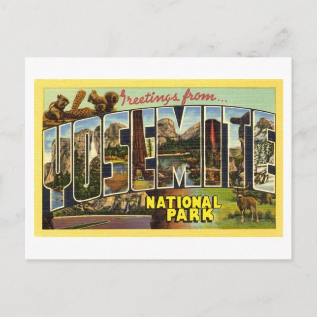 Vintage Hälsning från Yosemite nationalpark Vykort (Framsida)