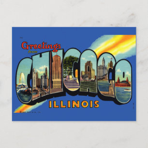 Vintage Hälsning from Chicago, Illinois Travel Vykort