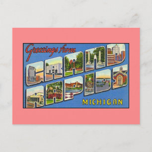 Vintage hälsningar från Grand Rapids MI Vykort