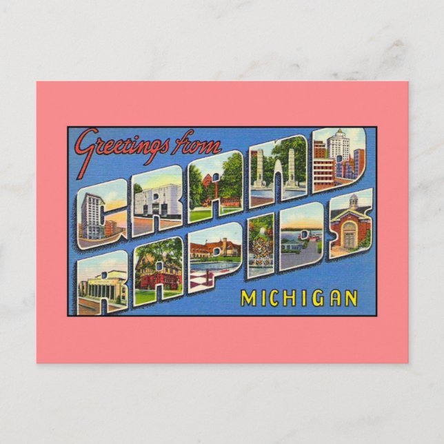 Vintage hälsningar från Grand Rapids MI Vykort (Framsida)
