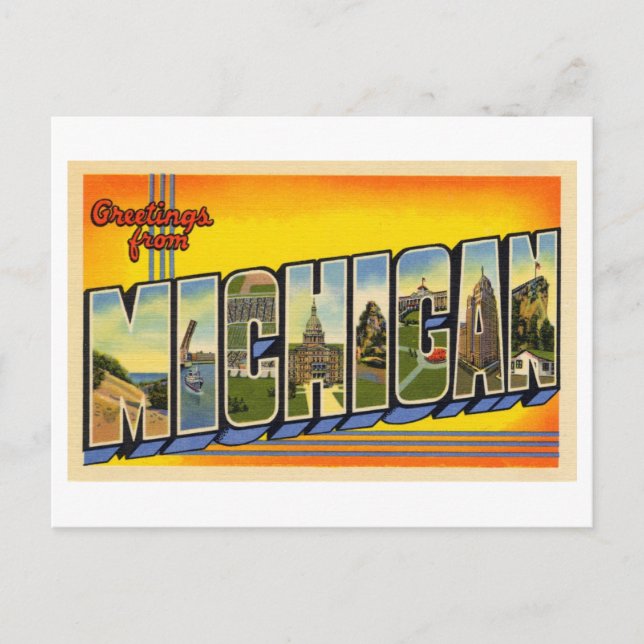 Vintage hälsningar från Michigan Vykort (Framsida)